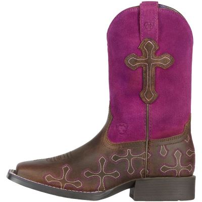 Ariat Crossroads - Western Laarzen Bruin / Roze Kinderen - 26715-415